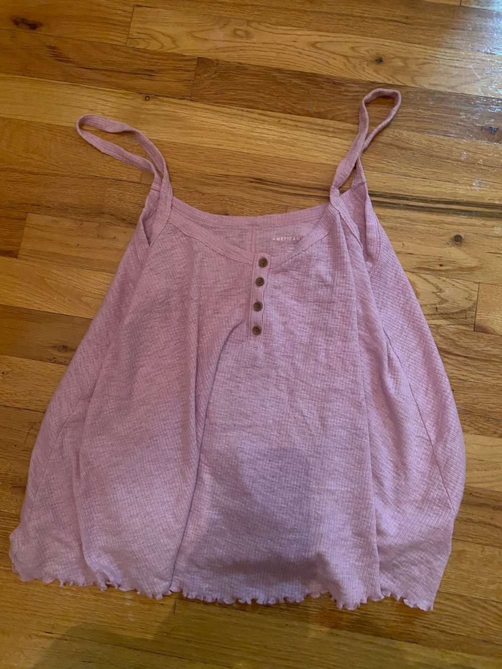 American Eagle Outfitters Dusty Pink Ribbed Button Cami